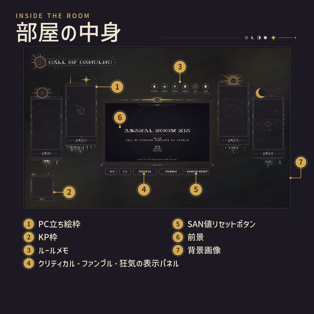 【無料版有】ASTRAL ROOM KIT|魔法風ココフォリア部屋テンプレート CoC用 2〜4PL【zip有り】【SPLL:E186426】