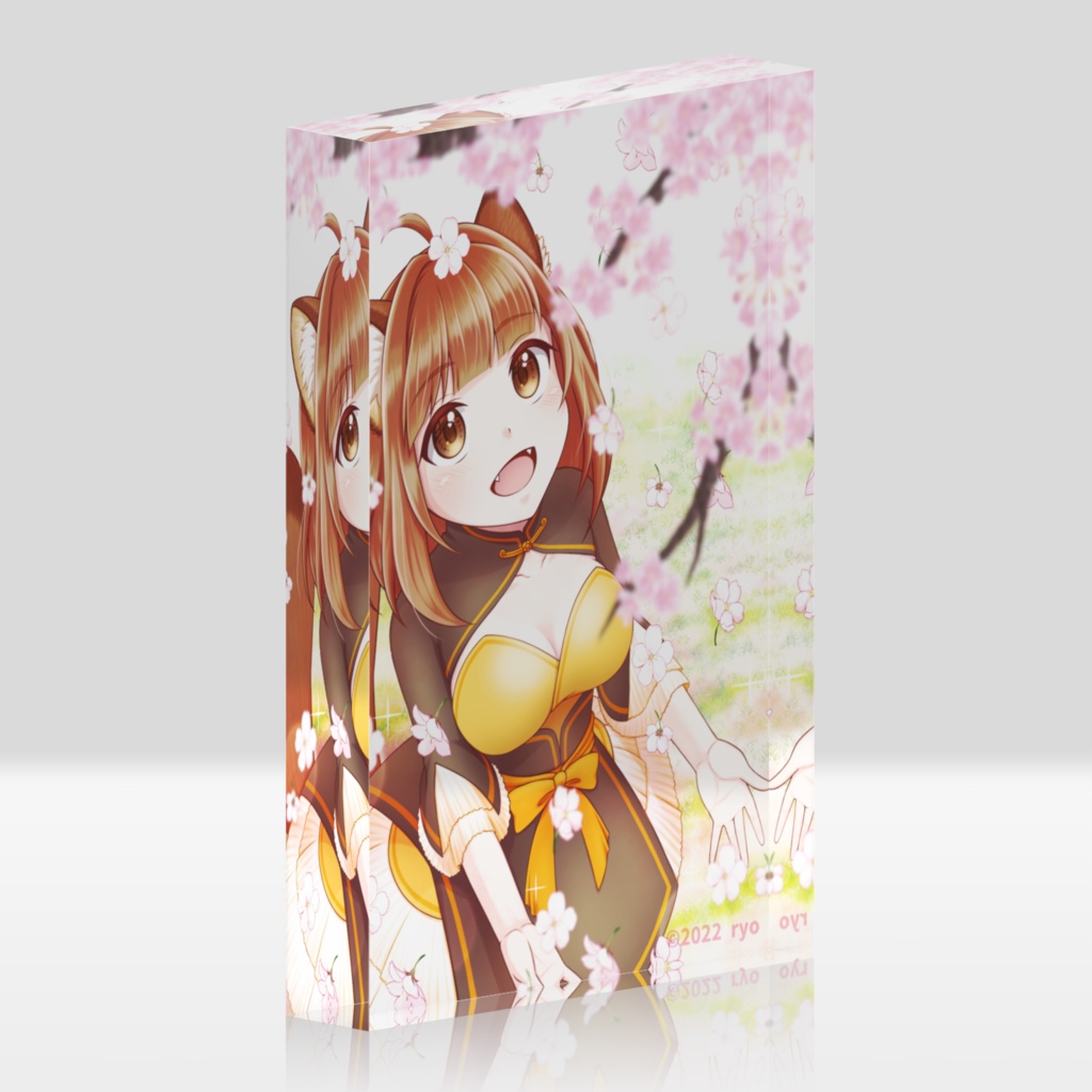 【アクリルブロック】狸耳娘・あい - 桜 -