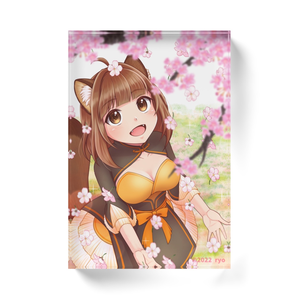 【アクリルブロック】狸耳娘・あい - 桜 -