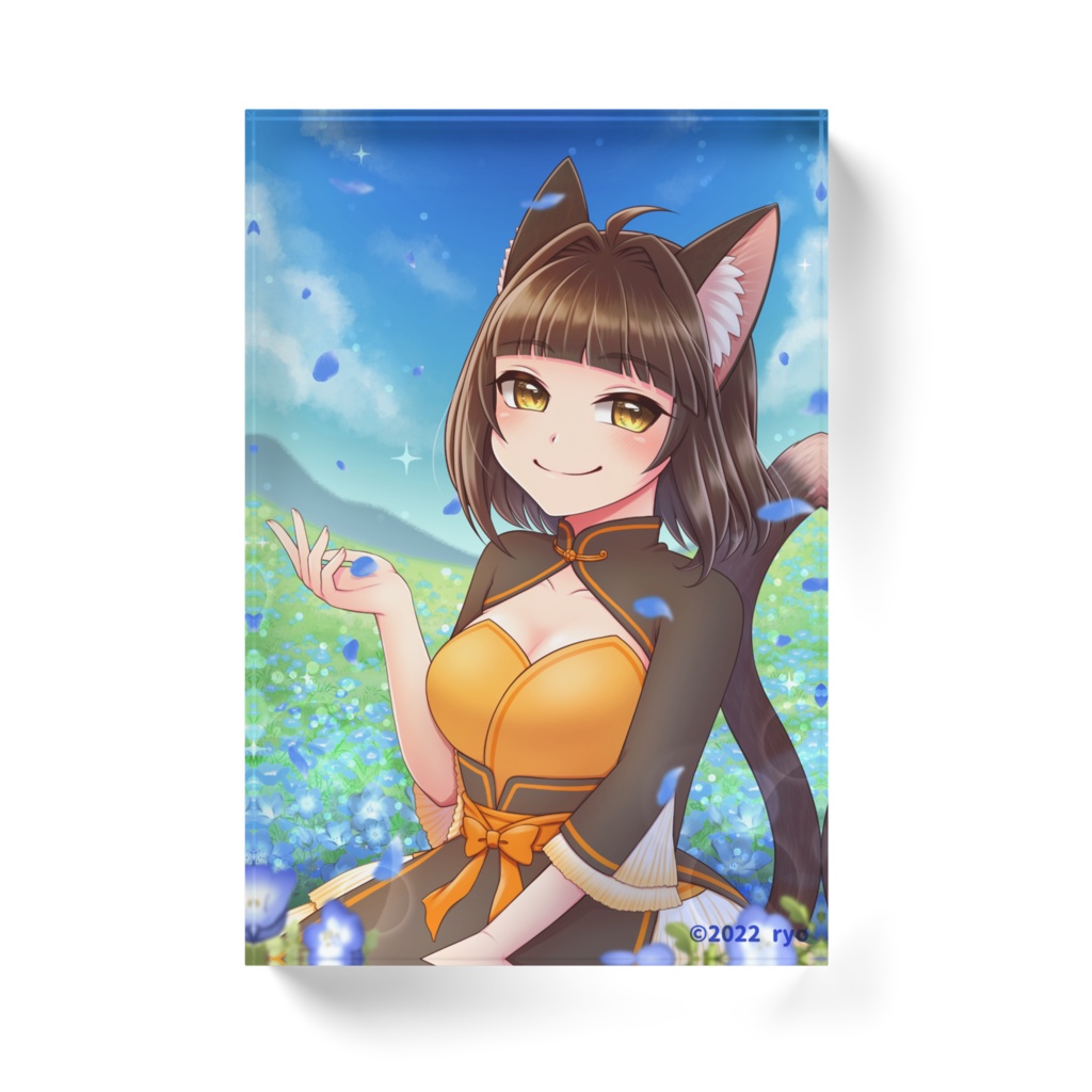 【アクリルブロック】猫耳娘・??? - ネモフィラ -