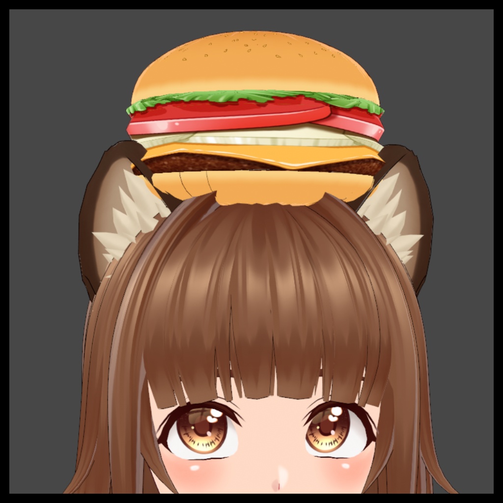 【VRoid 装飾品】ハンバーガー【食べるポーズ付き・無料版有り】