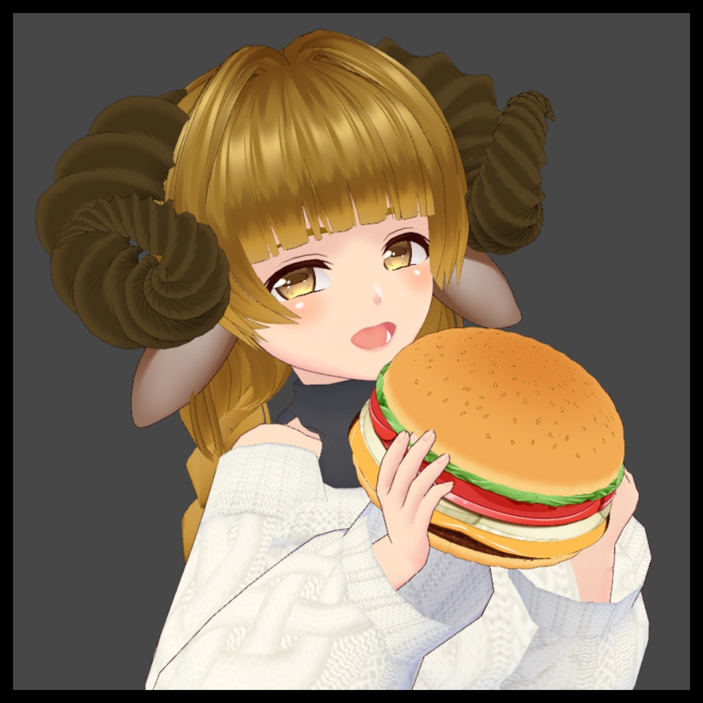 【VRoid 装飾品】ハンバーガー【食べるポーズ付き・無料版有り】