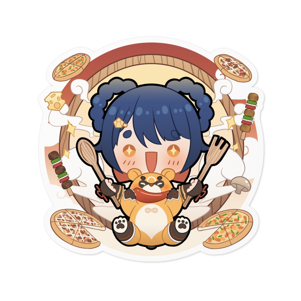 香菱 Xiangling x Pizza Hut Collab Fan Sticker