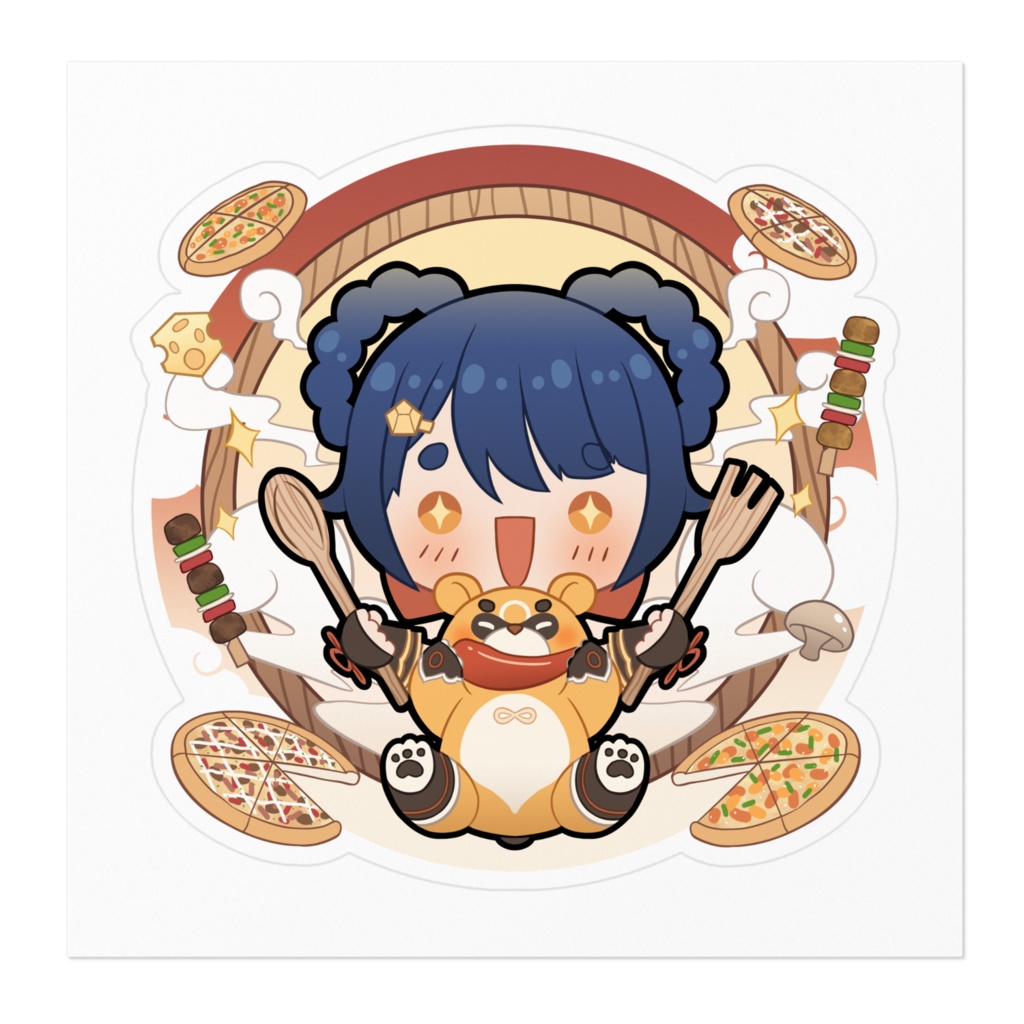 香菱 Xiangling x Pizza Hut Collab Fan Sticker