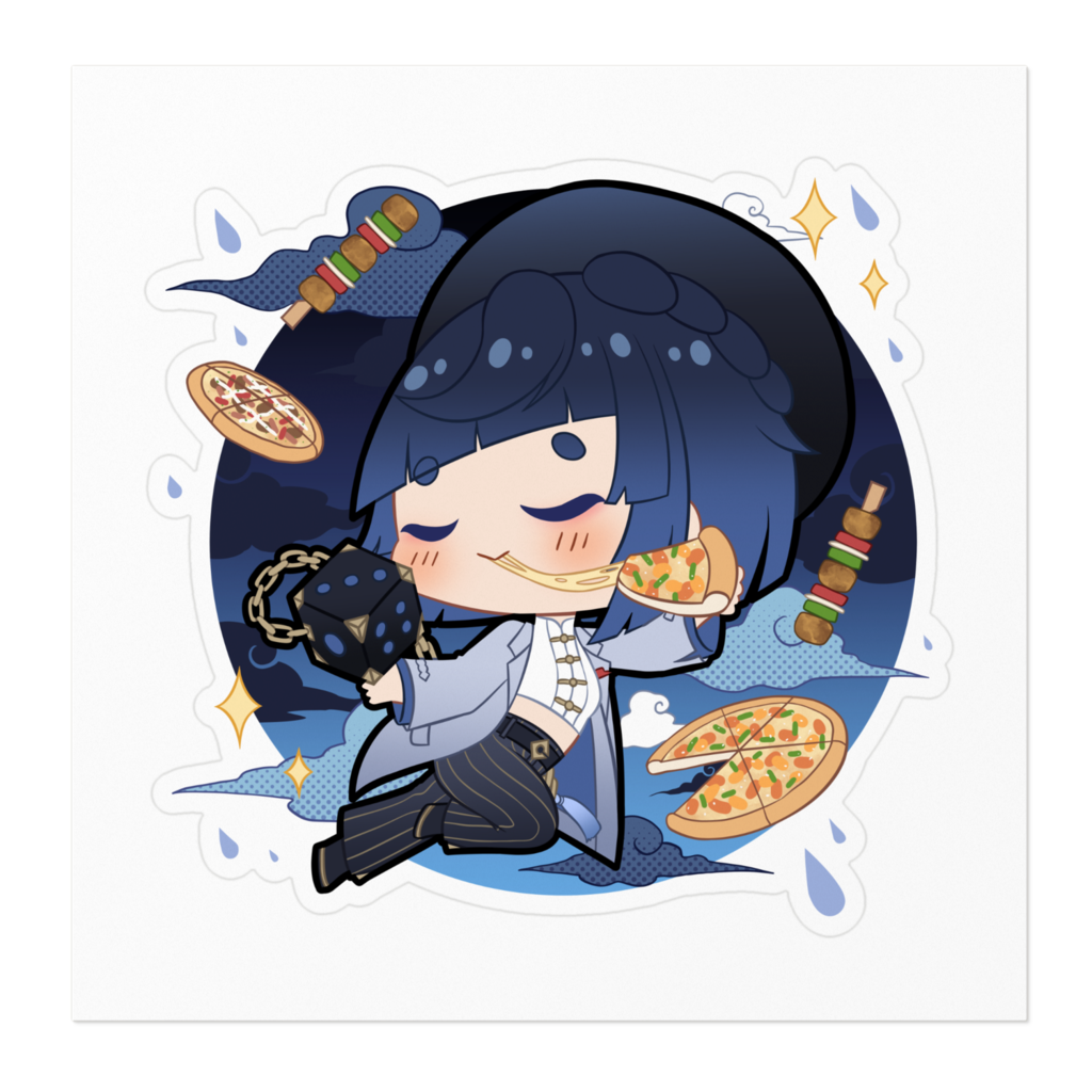 夜蘭 Yelan x Pizza Hut Collab Fan Sticker - Luii Lafete - BOOTH