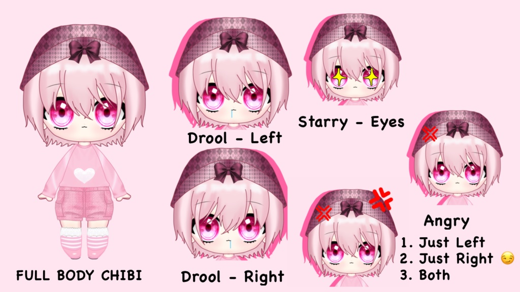 Pink Mini Chibi Vtuber Adoptable | Full body | Ready to Rig