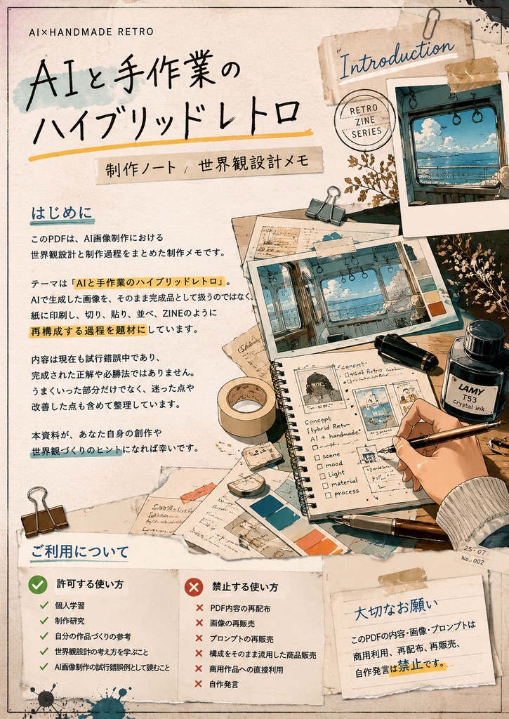 AI × 手作業のハイブリッドレトロ制作ノート (有料版)Vol.1|画像生成とプロンプト設計