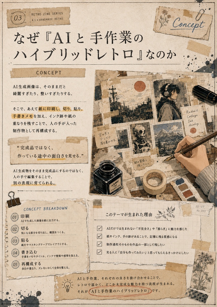 AI × 手作業のハイブリッドレトロ制作ノート (有料版)Vol.1|画像生成とプロンプト設計