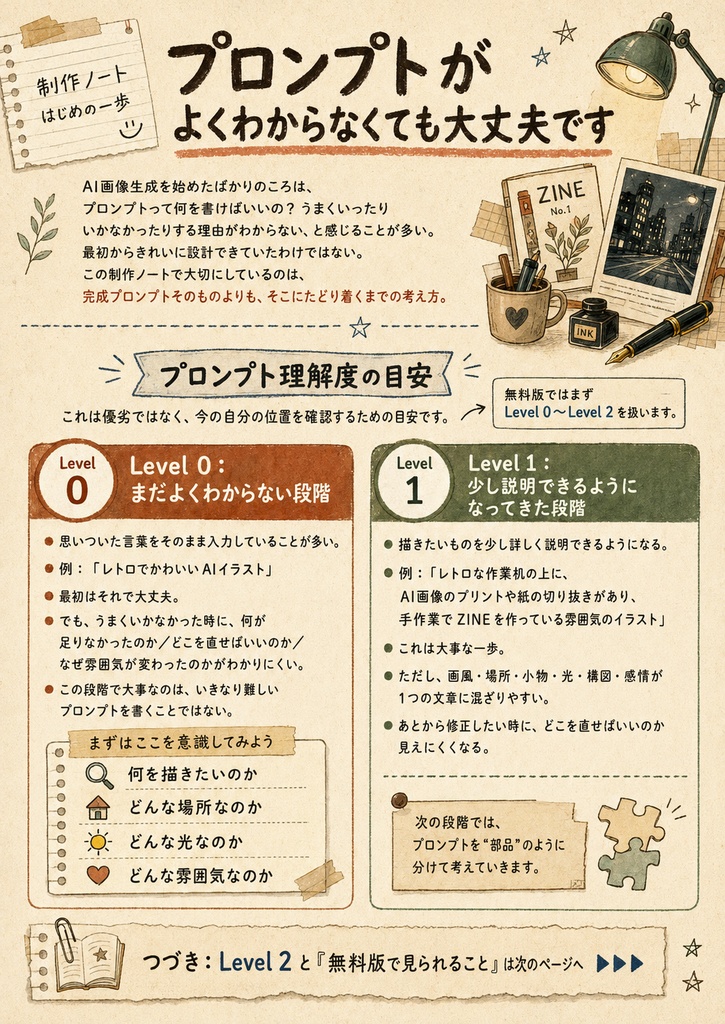 AI × 手作業のハイブリッドレトロ制作ノート （無料版）Vol.0｜画像生成とプロンプト設計