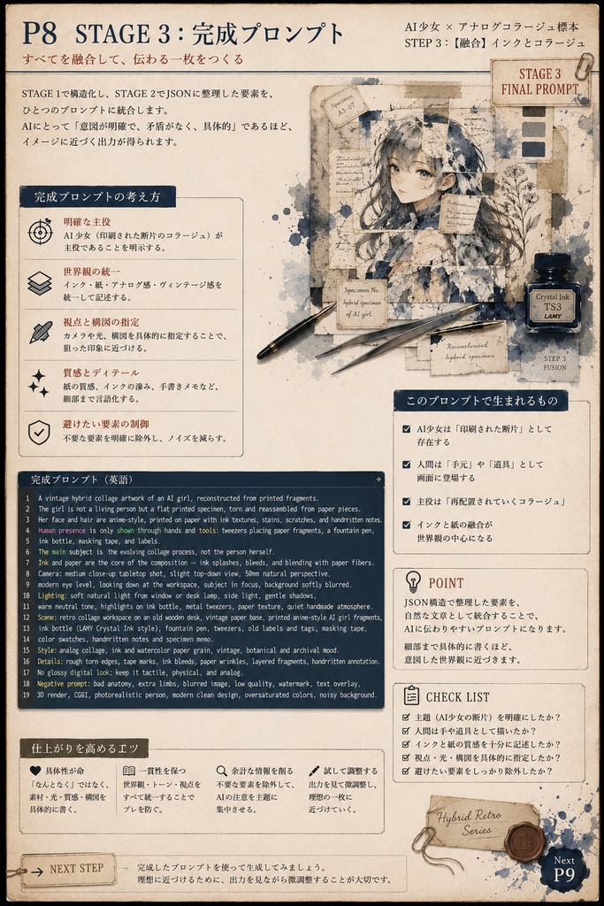 AI少女 × アナログコラージュ標本|ハイブリッドレトロ制作ノート(有料版) Vol.2