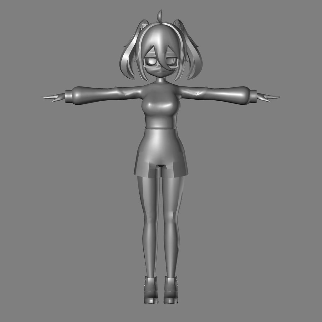 オリジナルキャラモデル ツインテール×眼鏡×ジト目