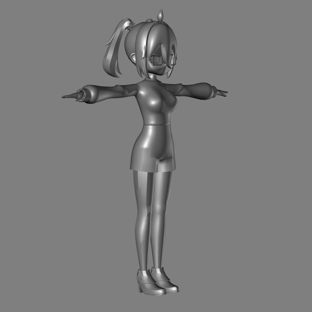 オリジナルキャラモデル ツインテール×眼鏡×ジト目