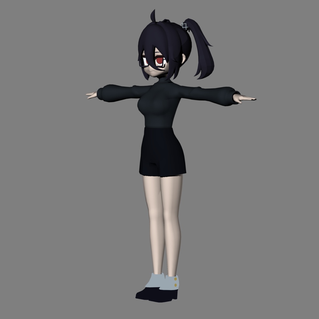 オリジナルキャラモデル ツインテール×眼鏡×ジト目