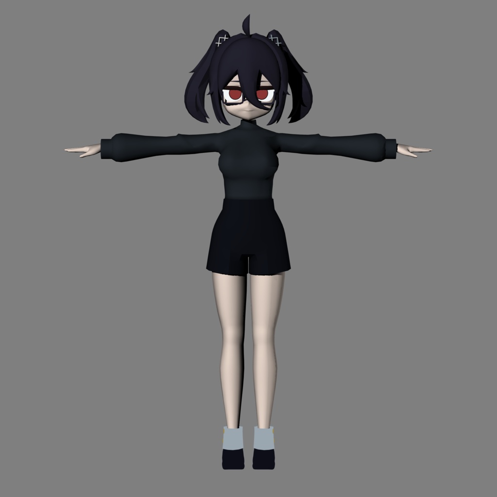 オリジナルキャラモデル　ツインテール×眼鏡×ジト目