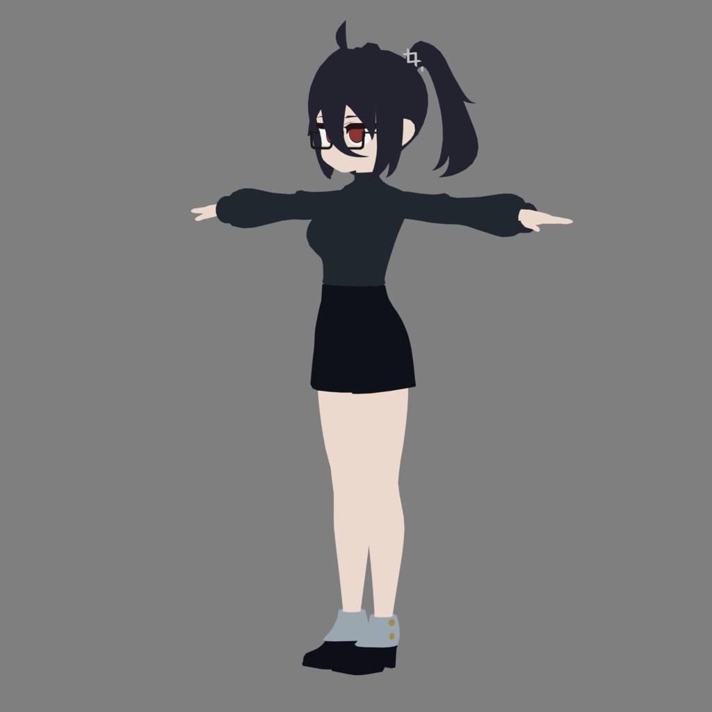 オリジナルキャラモデル ツインテール×眼鏡×ジト目