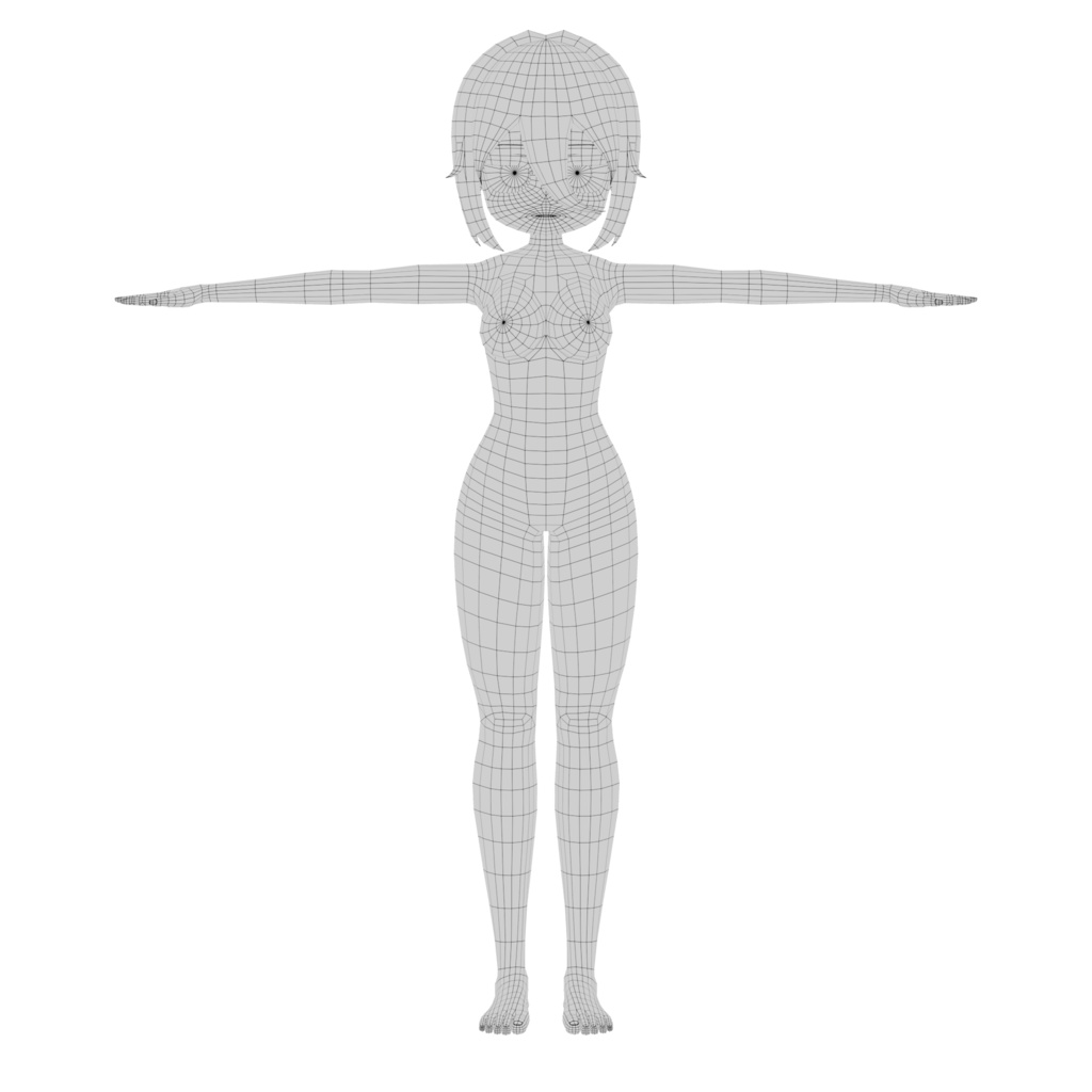 UV展開済み デフォルメ女の子 素体モデル
