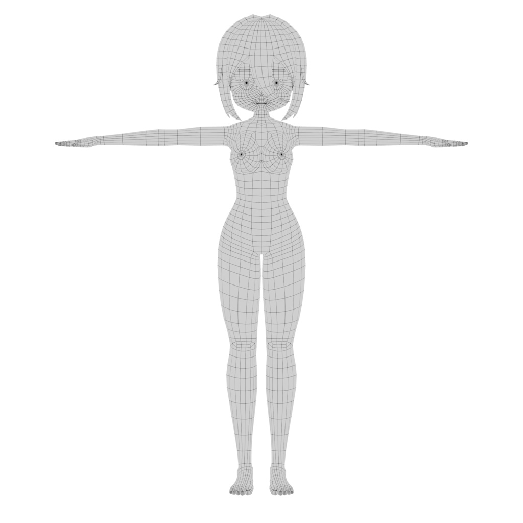UV展開済み デフォルメ女の子 素体モデル