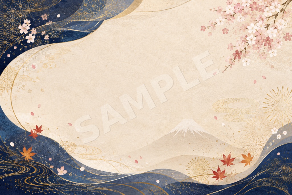 【商用利用OK】日本の富士山・花火・四季・風景|AI生成イラスト素材20枚セット