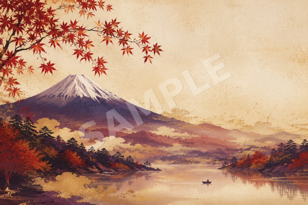 【商用利用OK】日本の富士山・花火・四季・風景|AI生成イラスト素材20枚セット