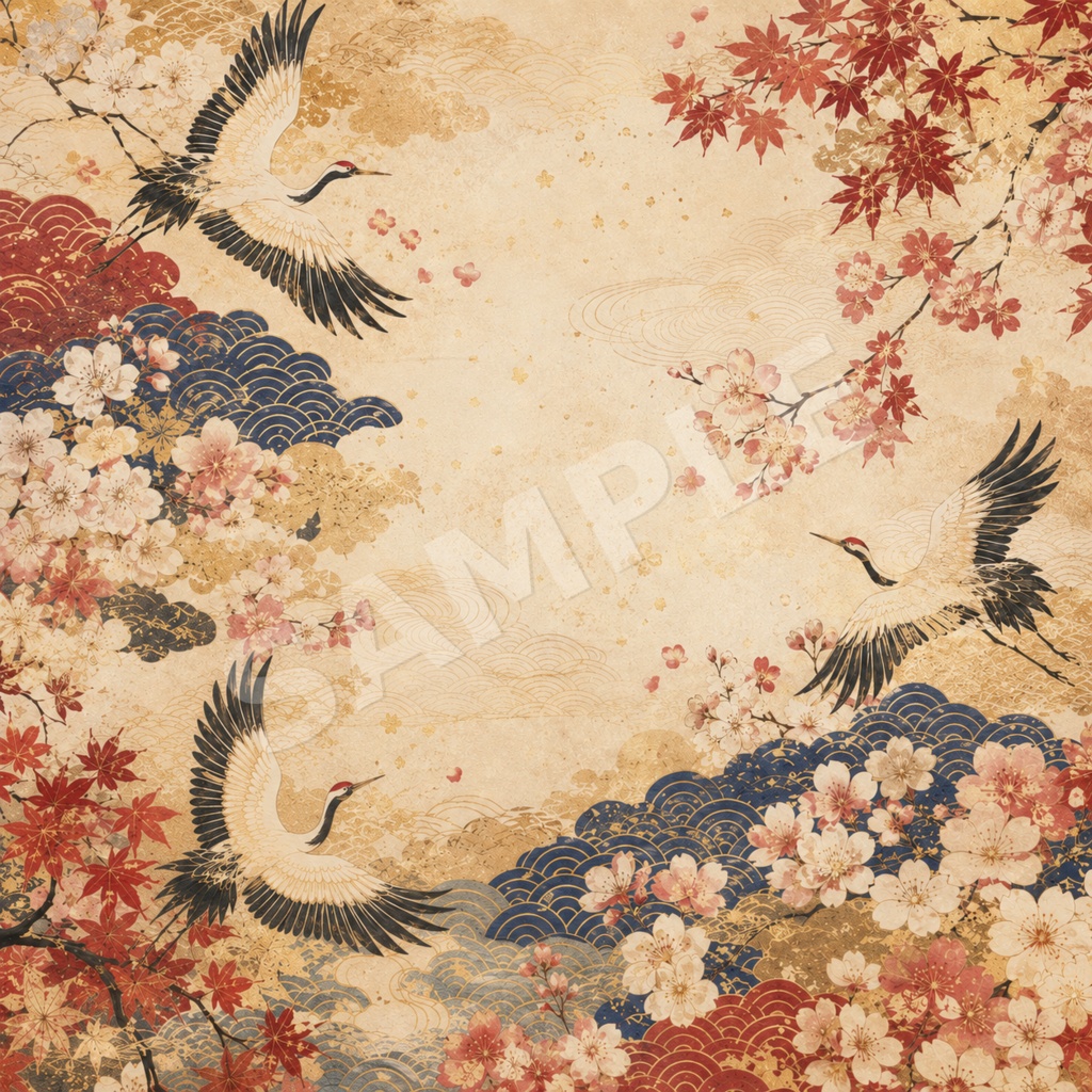【商用利用OK】日本の和傘・着物・紅葉・桜・風景|AI生成イラスト素材20枚セット