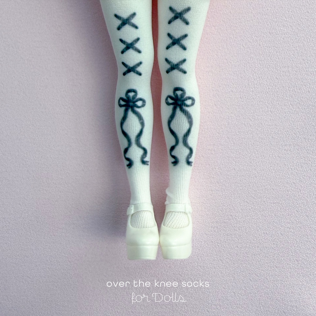 オーバーニーソックス for Dolls［Ribbon］white