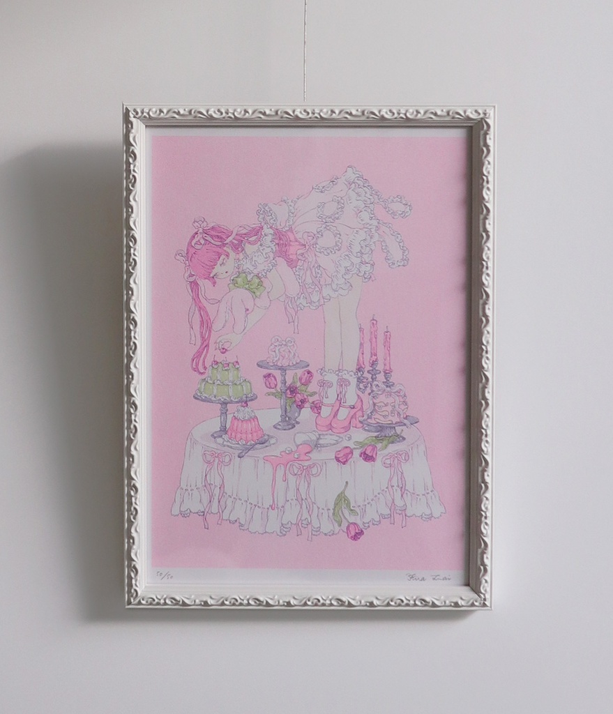 額装 リソグラフ［Pink］A4サイズ