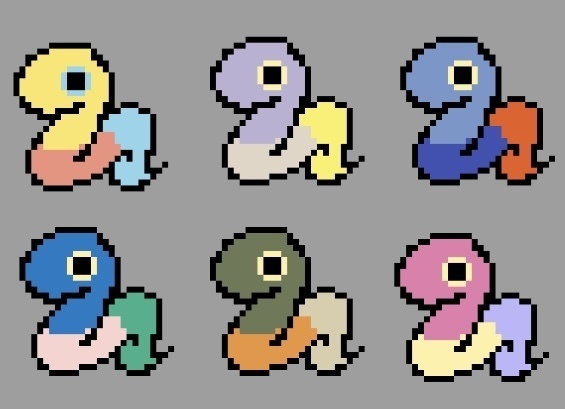 【ピクスク用アバター】カラフル３色へび