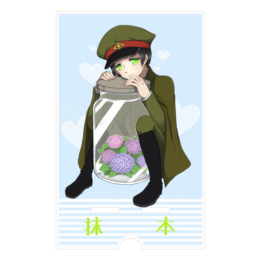 紫陽花と抹本(スマホスタンド)