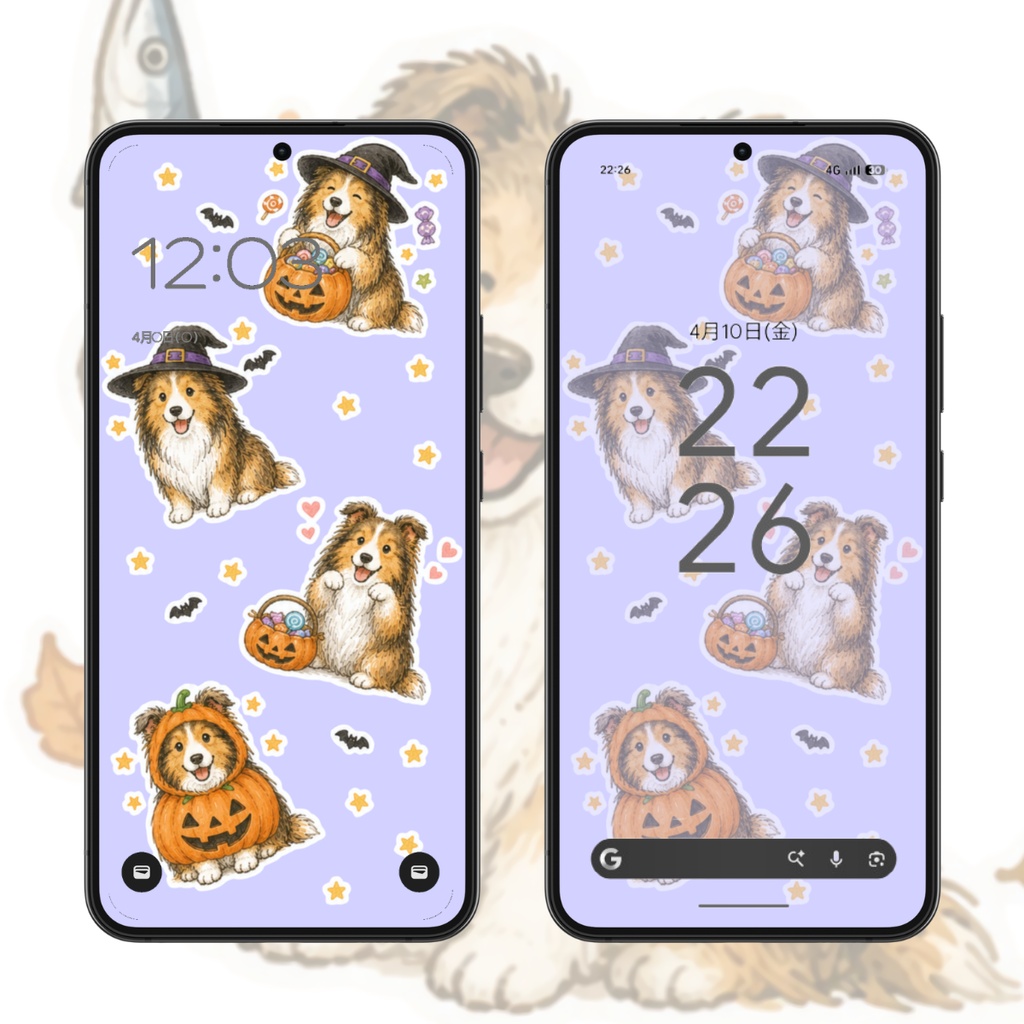 【スマホ壁紙】秋のシェルティ|6枚セット