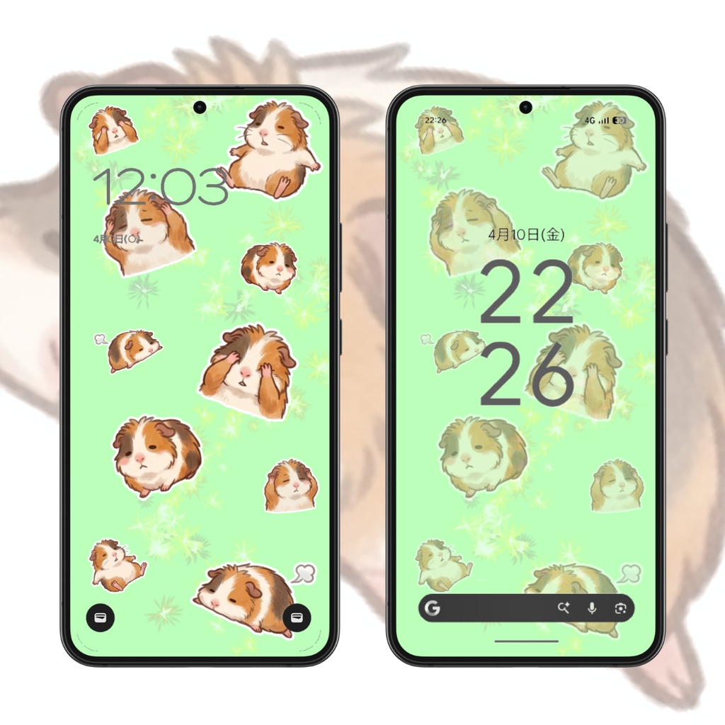 【スマホ壁紙】なんてこったいなモルモット|6枚セット