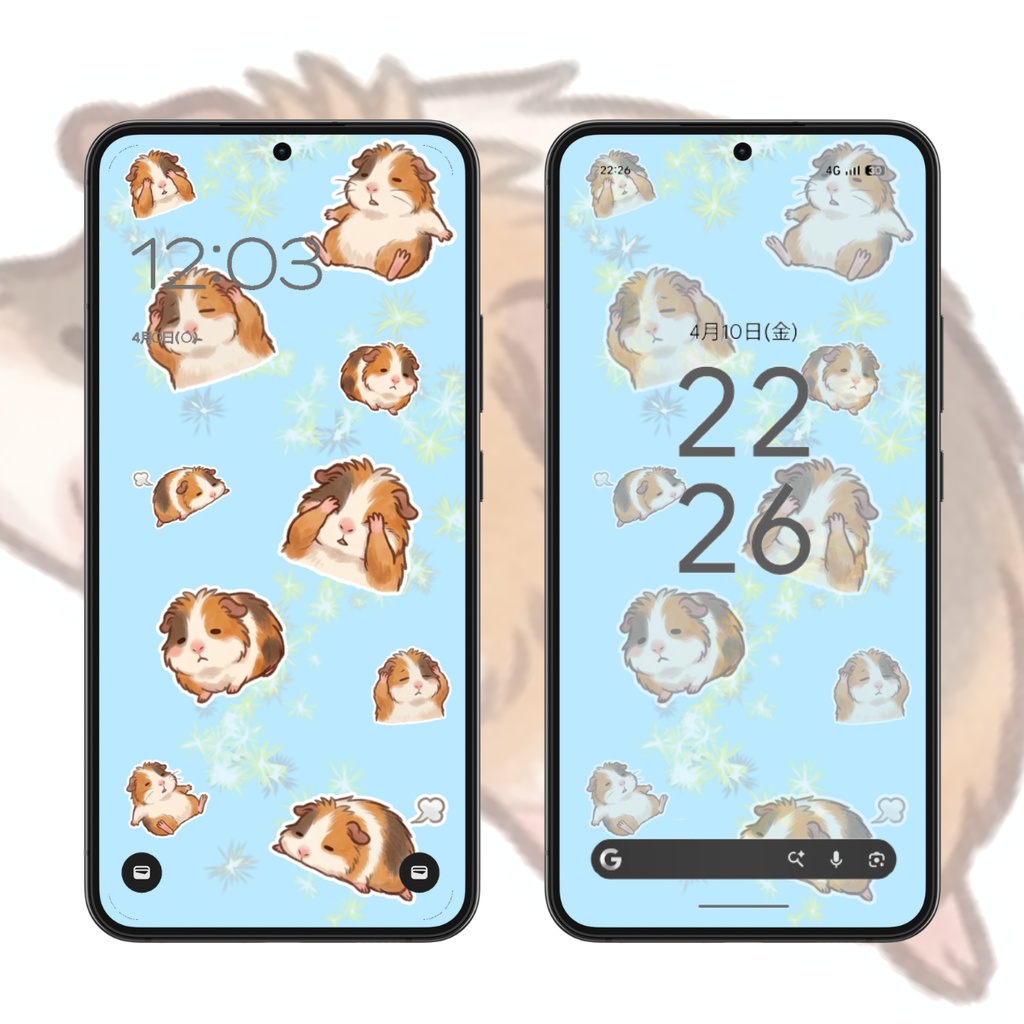 【スマホ壁紙】なんてこったいなモルモット|6枚セット