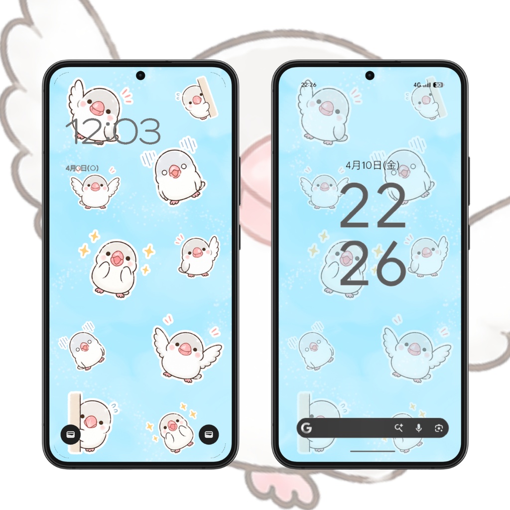 【スマホ壁紙】ふわふわモチモチ文鳥|6枚セット