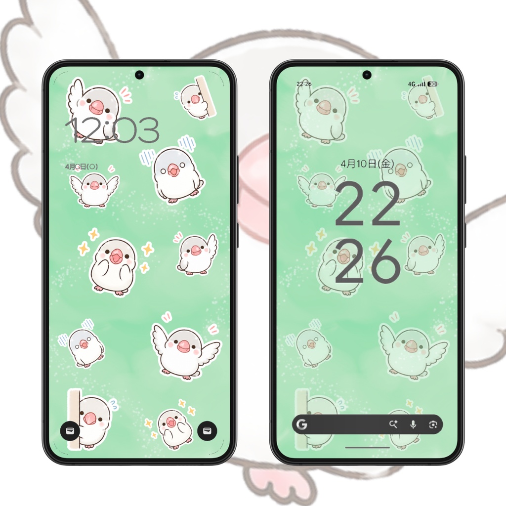 【スマホ壁紙】ふわふわモチモチ文鳥|6枚セット