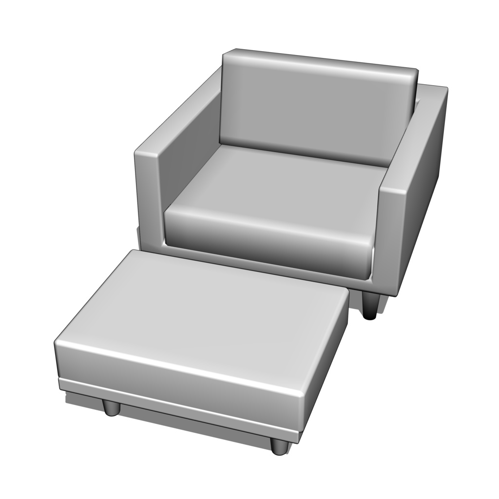 ３D一人掛けソファ＆オットマンセット　クリスタ素材