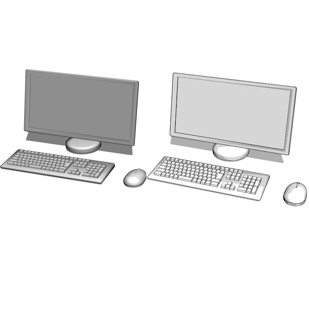 ３DデスクトップPCセット　クリスタ素材