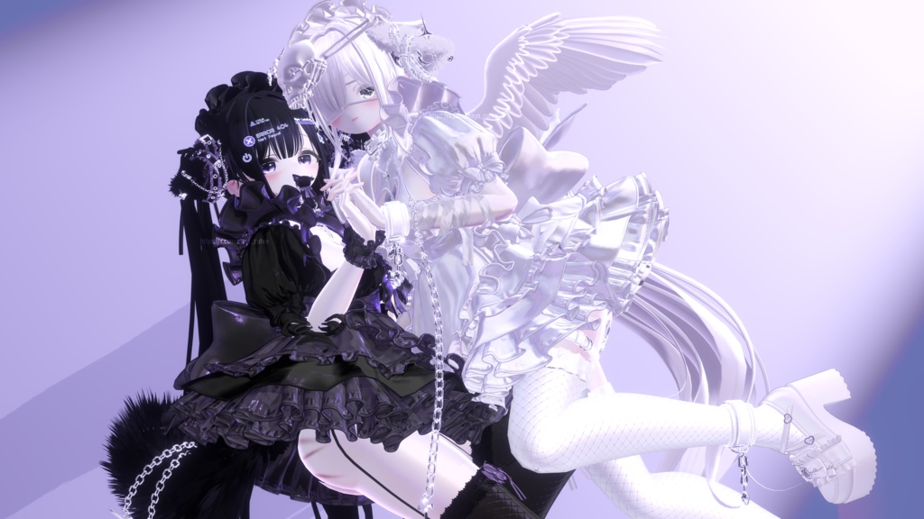 ꒰ঌ天使ポーズ໒꒱_Couple pose_03_VRChat 3Dアニメーション