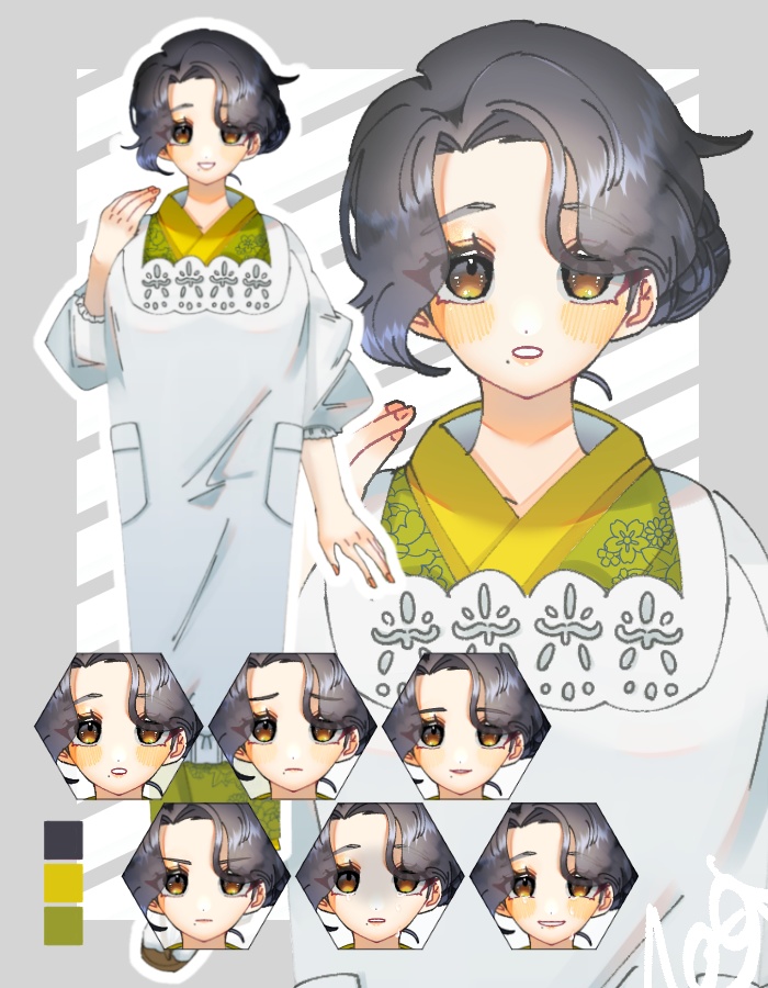 立ち絵 割烹着の女性 差分７種類 Pareパレット Booth