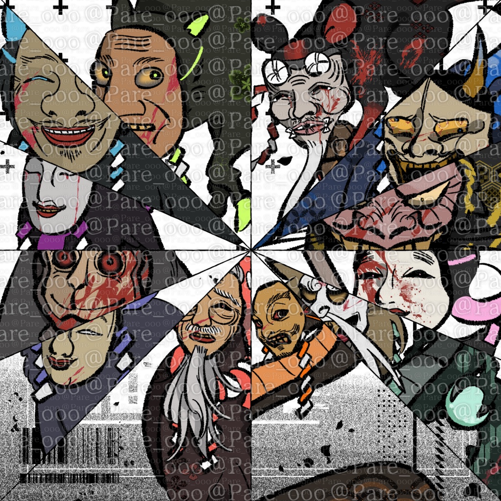 【立ち絵】干支×能面和風クリーチャー【12体+差分付きで合計24体セット】