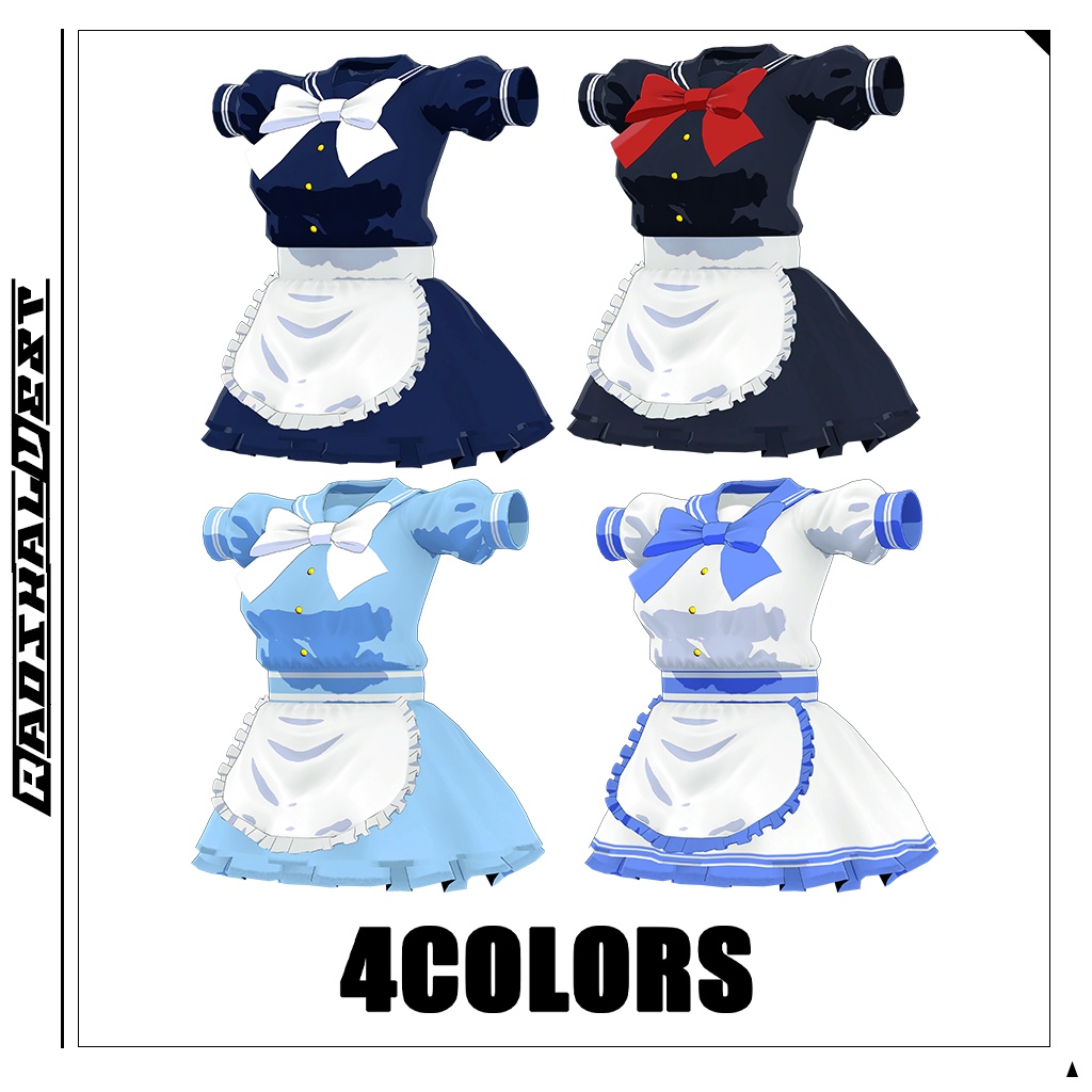 【複数アバター対応】セーラーマリンメイドコーデ/SAILOR MARINE MAID OUTFIT
