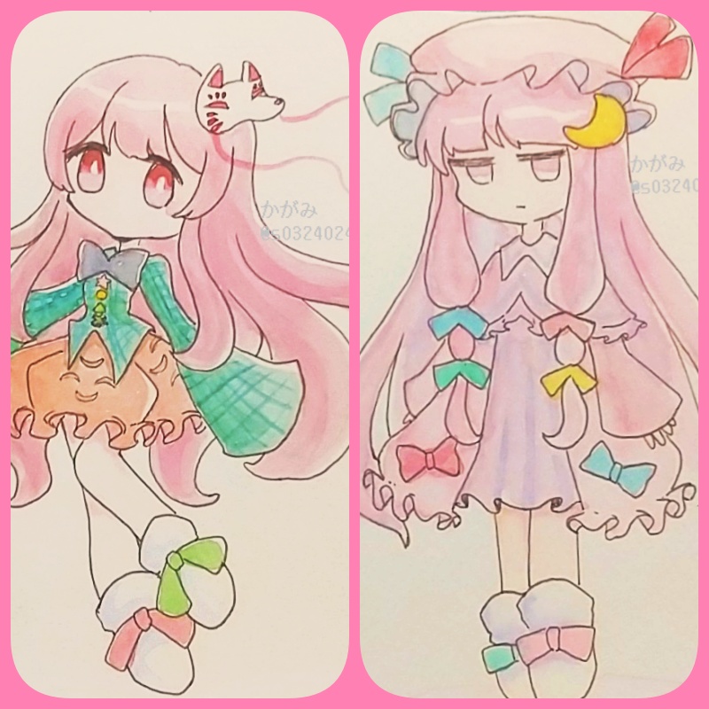 【水彩】こころちゃん！パチェさん！【ポストカード】