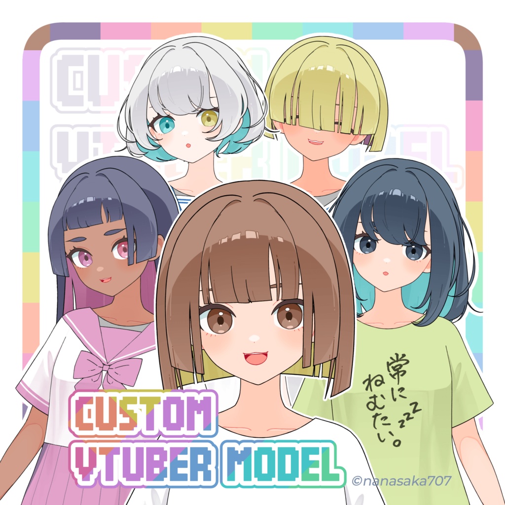 【汎用カスタム】オリジナルTシャツを作れる！女性Live2Dモデル【VTS】