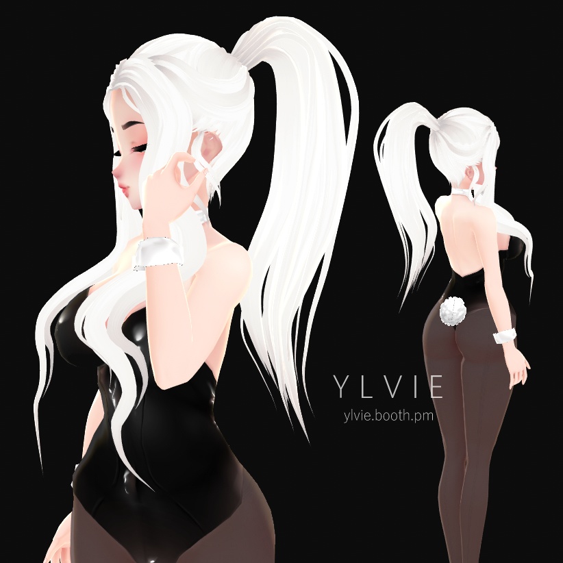 [BETA] ❤ VRoid White High Ponytail Hair Preset