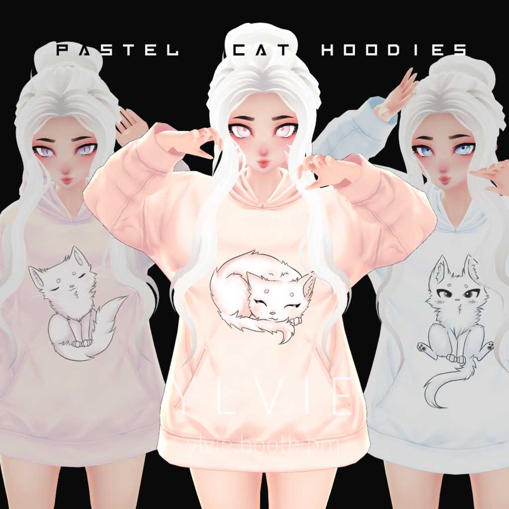 ❤ VRoid Pastel Cat Hoodies