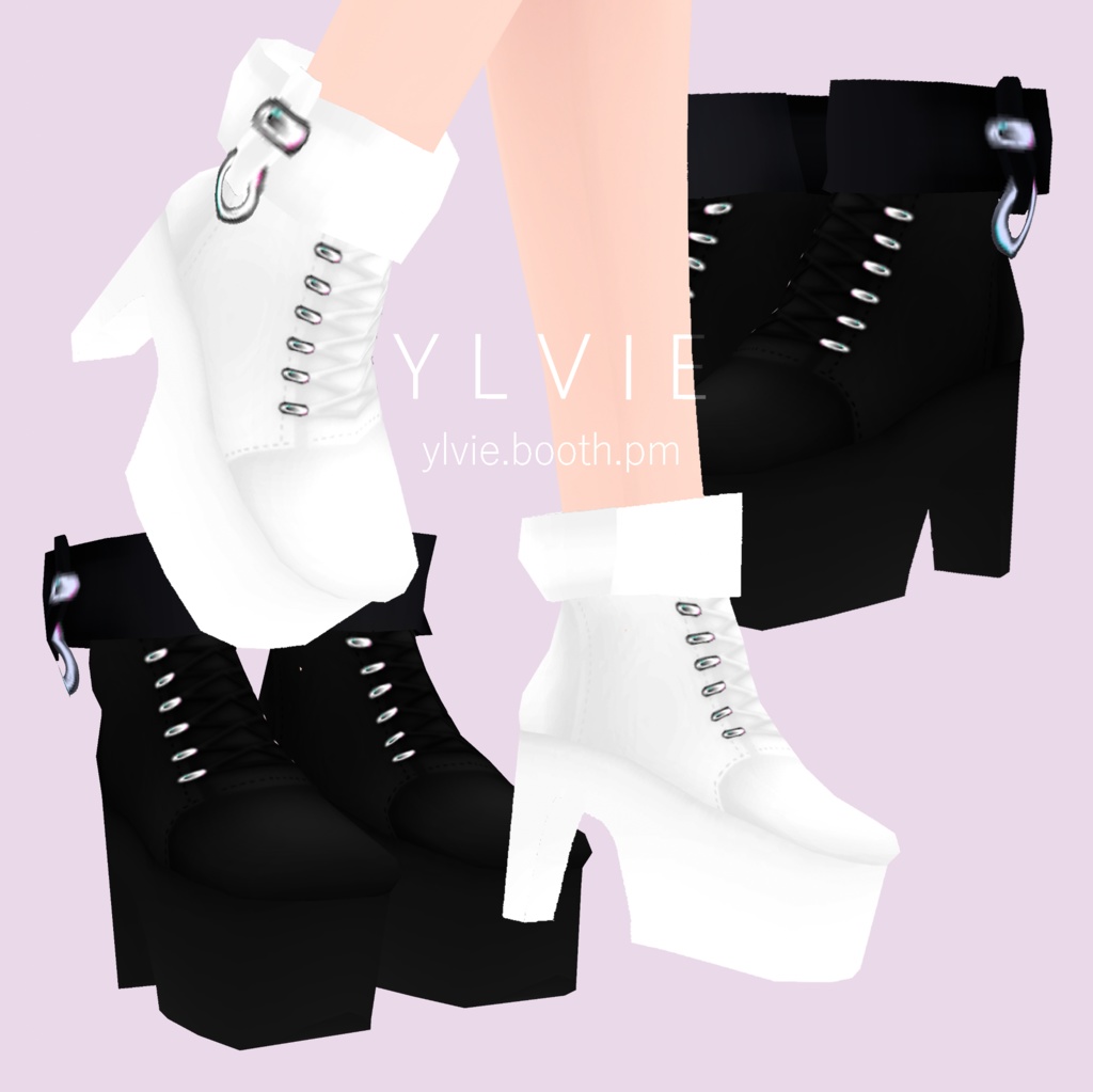 [v1.0] ❤ VRoid Boots with Heels (White+Black)