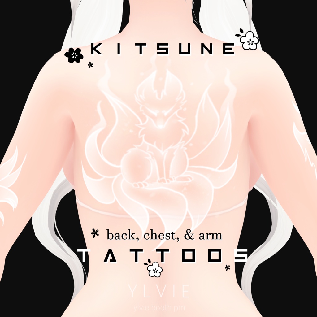 ❤ VRoid Kitsune Tattoo (White+Black)