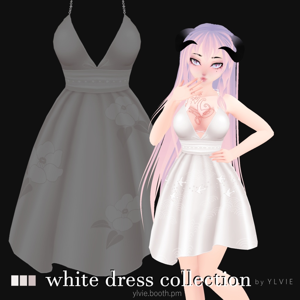 ❤ VRoid White Dress Collection