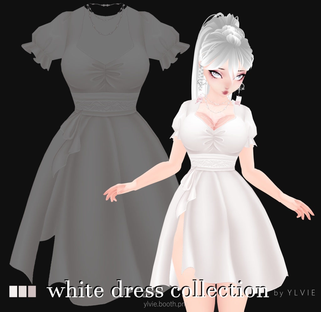 ❤ VRoid White Dress Collection