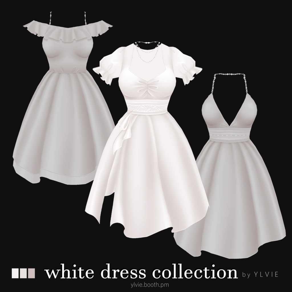 ❤ VRoid White Dress Collection