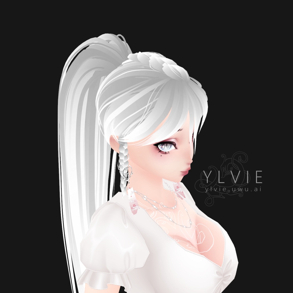 VRoid White Ponytail w/ Braid Hair Preset. ❤