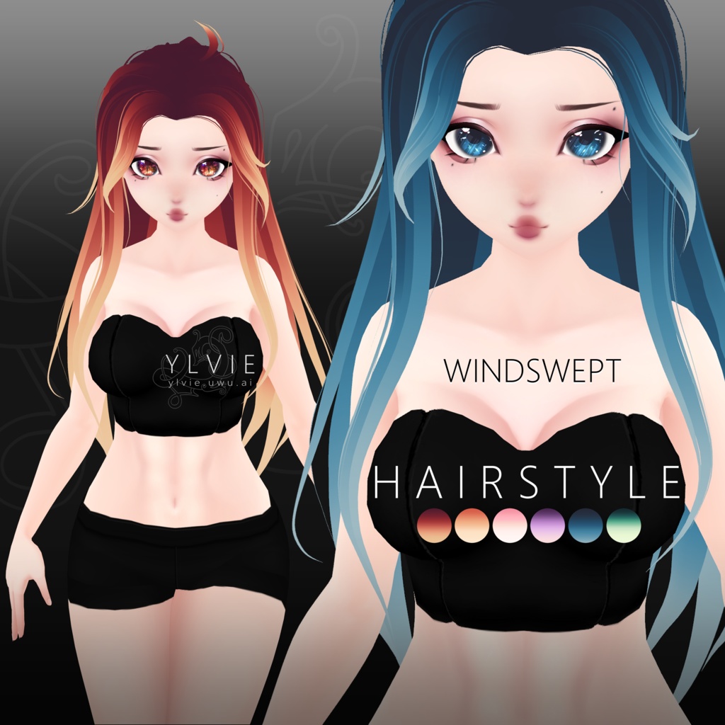 VRoid WINDSWEPT Hairstyle (6 Colors) 髪